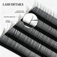 Extensions de cils véganes faites à la main, 12 rangées, noir mat, cils individuels 8-15mm, plateau à base de feuille, vente en gros, marque privée, personnalisable