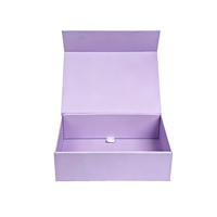 Boîte pliante de luxe personnalisée rose et violette avec logo en feuille d'or, écologique, recyclable, en papier rigide, pour cosmétiques, avec doublure en éponge