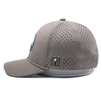 Gorra de Béisbol/Golf de 5 Paneles de Alta Calidad, Gris y Blanca, Bicolor, Perforada con Láser, Transpirable, Impermeable, Deportiva, Unisex, con Goma