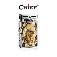 Briquet à silex compact CHIEF Oil, style américain vintage, en alliage de zinc pur, rechargeable, personnalisé, portable, cadeau d'affaires