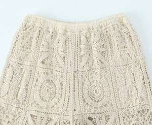 Professional Leisure Suit Hollow Hook Flower Beige Long Sleeved Knitted Cardigan Casual <b>Pants</b> Set 2 Pieces Set Fashion - Product Image 5