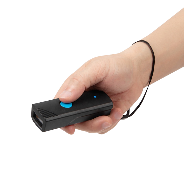 Portable Wireless Mini Pocket for Bluetooth QR & Bar Code Reader 1D 2D USB Interface LED Light for Stock Warehouse Scanning Blue