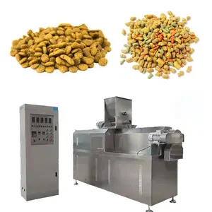 full production line dry kibble pet dog cat food pellet making manufacturing extruder processing machine