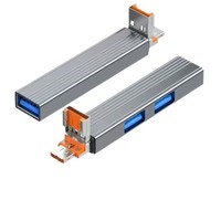 Nouvelle station d'accueil 2-en-1 avec boîtier en aluminium Type-C+USB, hub USB à 3 ports USB 3.0 pour transfert de données et charge, adaptateur d'extension