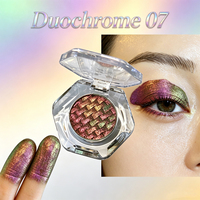 Palette d'ombres à paupières métalliques personnalisées à haute pigmentation, effet duo-chrome, paillettes changeantes, effet caméléon pour marque privée