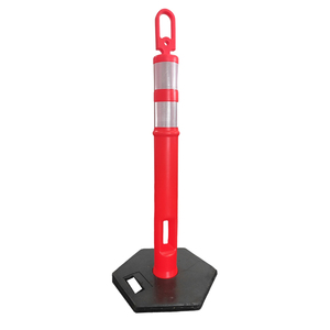 4パック 45インチ トラフィックコーン セーフティバリア デリニエーターポストコーン 10インチ反射バンド付き、11ポンド 八角形ゴムベース トラフィック - Product Image 1