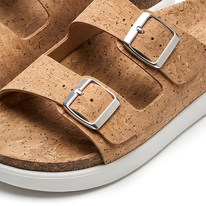 Sandales à enfiler en liège à double bride, bout ouvert, avec soutien de la voûte plantaire, ergonomiques, décontractées, pour l'été - Product Image 5