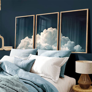 Art <span class=keywords><strong>mural</strong></span> <span class=keywords><strong>de</strong></span> chambre à coucher HAOWAI OEM/ODM, nuages bleus au-dessus du <span class=keywords><strong>lit</strong></span>, impressions, nuages blancs et <span class=keywords><strong>ciel</strong></span> bleu, décoration au-dessus du <span class=keywords><strong>lit</strong></span>, art bleu - Product Image 3