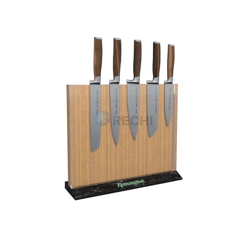 RECHI, лидер продаж, деревянный блок для ножей, подставка для кухонных ножей, магнитный держатель для ножей с акриловым щитом