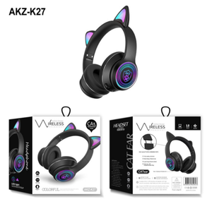 <strong>Cute</strong> Cat Ear Headphones Inalambricos Amplifier Sport In-ear <strong>Earphones</strong> New Tws Wireless Headphones RGB Light TF Card Support K27 - Product Image 4