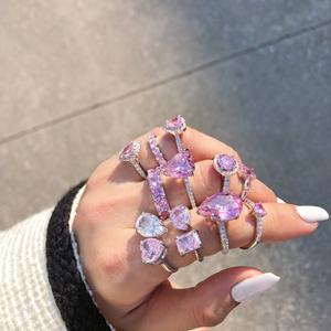 ซีรีย์แต่งงานยุโรปและอเมริกันแหวนเงินสเตอร์ลิงสีชมพู S925แหวนหัตถกรรมแฟชั่น - Product Image 2