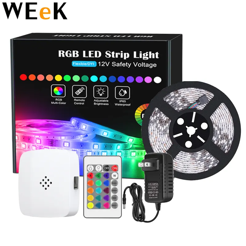 חכם WIFI LED רצועת אור 5050-30LEDs/m 12V IP65 RGB רב צבעים עם WIFI בקר אספקת חשמל עובד alexa Google בית