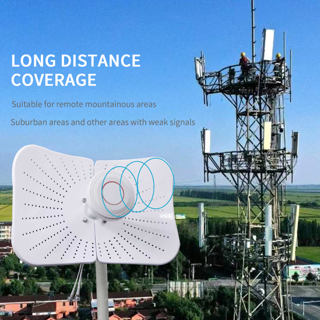 Long Range MIMO 60cm Parabolic Dish Grid Feed Hyperbolic Antenna 2*35dbi Communication Antenna Feeder 1700--4200mhz