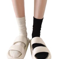 Chaussettes fines mi-mollet en coton peigné jacquard respirant pour femme, blanches, été, printemps, automne