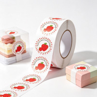 Rouleau d'autocollants ronds « Merci » à la fraise – Étiquettes adorables pour sceller les cadeaux de fête, les gobelets et les boîtes de pâtisserie