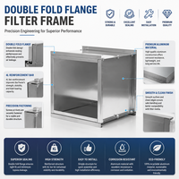 Rangka Filter Aluminium Flensa Ganda Ukuran Khusus untuk Penggantian Filter Panel Lipat AHU Cleanroom HVAC