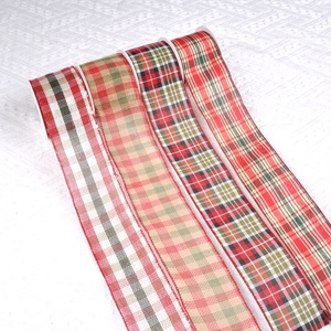 Rubans à carreaux câblés de Noël pour décor de <span class=keywords><strong>porte</strong></span> de guirlande de vacances - Product Image 4