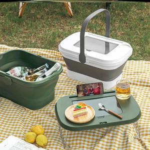 ตะกร้าปิกนิกกลางแจ้งที่กําหนดเอง OEM ODM Ins แบบพกพาตั้งแคมป์ฤดูใบไม้ผลิปิคนิค <span class=keywords><strong>Netflix</strong></span> ตะกร้าเก็บของจําเป็น - Product Image 3