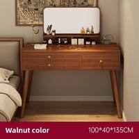 Table de toilette minimaliste en bois massif avec LED, nouveau modèle 2025, petite taille, luxe léger, table de toilette de chambre à coucher avec rangement, table de chevet