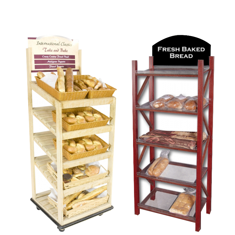 Apache Heavy Duty Wood Supermarket Cake Display Rack for Bakeries Modern Floor Stand — view 1