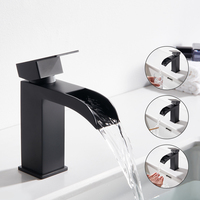 Robinet de lavabo moderne en céramique avec mitigeur chaud/froid, design cascade, monocommande, blanc