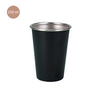 Tasse à café de voyage en acier inoxydable 304 à paroi simple, noire, 250/260 ml, pour jus, bière, thé, camping en plein air, restaurant, bar
