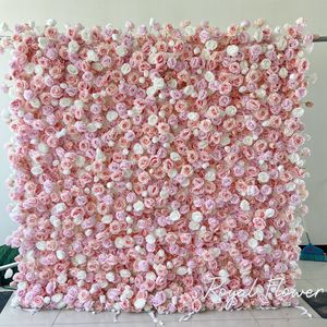 بيع بالجملة 3D 5D لفة زهرة جدار الحرير الاصطناعي الوردي الوردي الأبيض زهرة الجدار الفاخرة الزخرفية زهرة خلفية الجدار - Product Image 1