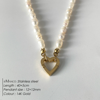 eManco PVD Or 14K Fermoir Cœur Creux en Acier Inoxydable Anti-ternissement, Pièces de Bijoux pour Collier de Perles DIY à Combiner