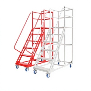 Échelle escamotable en acier avec roues mobiles pour entrepôt et supermarché, chariot élévateur portable à deux/trois marches - Product Image 5