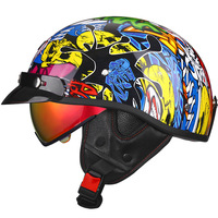 Casque de moto demi-coque ouvert 1/2, style rétro vintage allemand, pour Chopper, Biker, Pilote