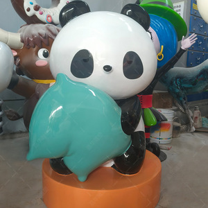 Sculpture de panda en fibre de verre, décoration animale à poser au sol pour les jardins d'enfants et les centres commerciaux - Product Image 1