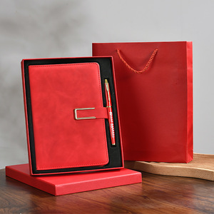Business Gift Set Leather <b>Notebook</b> With Pen Red Box Graduation Gift Modern Style Eco Friendly Promotional Office Product - Product Image 1
