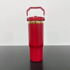 Gobelet de voyage isotherme 30oz plaqué or avec couvercle à clapet et paille, finition miroir, écologique et sans BPA, gravé au laser - Product Image 4
