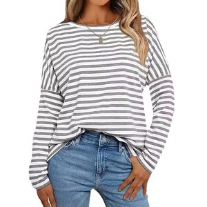 Maglione a girocollo a righe a <span class=keywords><strong>maniche</strong></span> <span class=keywords><strong>lunghe</strong></span> da <span class=keywords><strong>donna</strong></span> all'ingrosso di nuovo arrivo 2025 - Product Image 5