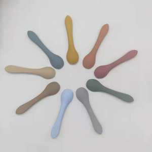 Set cucchiaio <span class=keywords><strong>e</strong></span> forchetta per l'alimentazione del bambino in Silicone per bambini stoviglie di sicurezza alimenti complementari accessori per piatti - Product Image 4