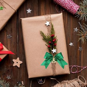 Lazo <span class=keywords><strong>de</strong></span> <span class=keywords><strong>cinta</strong></span> con purpurina verde prefabricado <span class=keywords><strong>de</strong></span> Navidad personalizado <span class=keywords><strong>de</strong></span> 4x4 pulgadas con campana <span class=keywords><strong>para</strong></span> embalaje <span class=keywords><strong>de</strong></span> regalo decorativo - Product Image 5