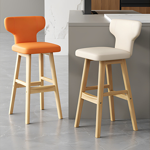 Tabouret de bar moderne en <span class=keywords><strong>bois</strong></span> massif de style minimaliste chaise haute de luxe pour maison île réception caissier sans barrière - Product Image 2