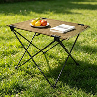 Table de camping pliante légère et portable en tissu Oxford, bureau de pique-nique extérieur avec poche de rangement, robuste, imperméable et antidérapante