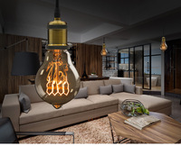 Lampe suspendue LED rétro vintage dorée en fer avec douille E27, câble de 1 mètre, angle de faisceau de 360° pour villa et entrepôt