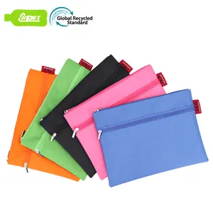 RPET Recycled Bottles Gadgets Tools Makeup Promotional Gift Bag Custom Eco Friendly Double Zipper Pouch Bag with Logo OEM