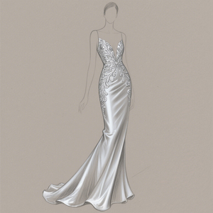 Robe de mariée sirène personnalisée, nouvelle, simple, élégante, magnifique, sexy, sans bretelles, col en V, broderie, tendances de <span class=keywords><strong>la</strong></span> mode, robe décontractée - Product Image 1