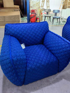 Muebles de diseño moderno <span class=keywords><strong>Puff</strong></span> Sofá Silla Sillones de tela azul para sala de estar Sofá de tela 3D - Product Image 4