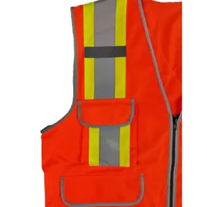 ANSI Class 2 High Visibility Reflective Safety Clothing Safety Vest With Pocket Gilet De Seguridad 100% Polyester Knitting