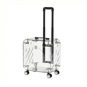 कुत्तों के लिए चार पहिया पर्यावरण अनुकूल पालतू ट्रॉली मामला 10 किलोग्राम क्षमता के साथ एक्रिलिक पारदर्शी पोर्टेबल कुत्ते गाड़ी - Product Image 1