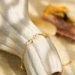 Cavigliera Personalizzata con Nome, Placcata in Oro 18K, Acciaio Inossidabile, Targhetta Personalizzata con Ciondolo a Croce, Catena a Cavo, Gioiello Regalo <span class=keywords><strong>per</strong></span> Donne - Product Image 3