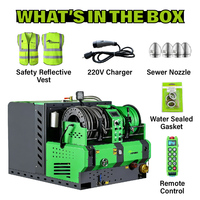 Nettoyeur de canalisations à haute pression alimenté par batterie LFP, 300 bars, 40 L/min, réservoir de 600 L