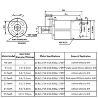 Moteur électrique DC RS550 9/11/12/13/14 dents 10.8V/12/14.4V/16.8V/18V/21V/25V tournevis moteur de perceuse avec boîte de vitesses à couple élevé