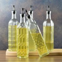 Distributeur d'huile d'olive en verre de 500ml 17 Oz Cruet d'huile et de vinaigre avec bec verseur en acier inoxydable pour la cuisine
