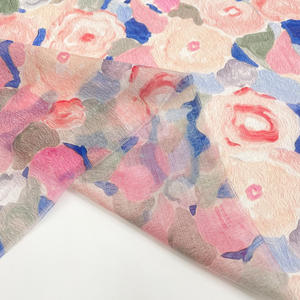 Cáñamo de seda con estampado de estilo Pastoral para tela de lino Tencel suave para la piel ligeramente transparente azul <span class=keywords><strong>Rosa</strong></span> pintura al óleo flor - Product Image 4