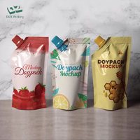 Vente en gros de sachets de boisson en plastique transparent coréen personnalisés de 350 ml et 500 ml, sachets de jus de fruits, de confiture, de liquide avec bec verseur